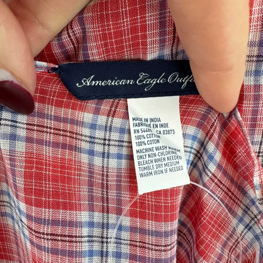 2- NWT Y2K American Eagle Red/Black/White Rectangle & Square Scarf One Size - Picture 8 of 13